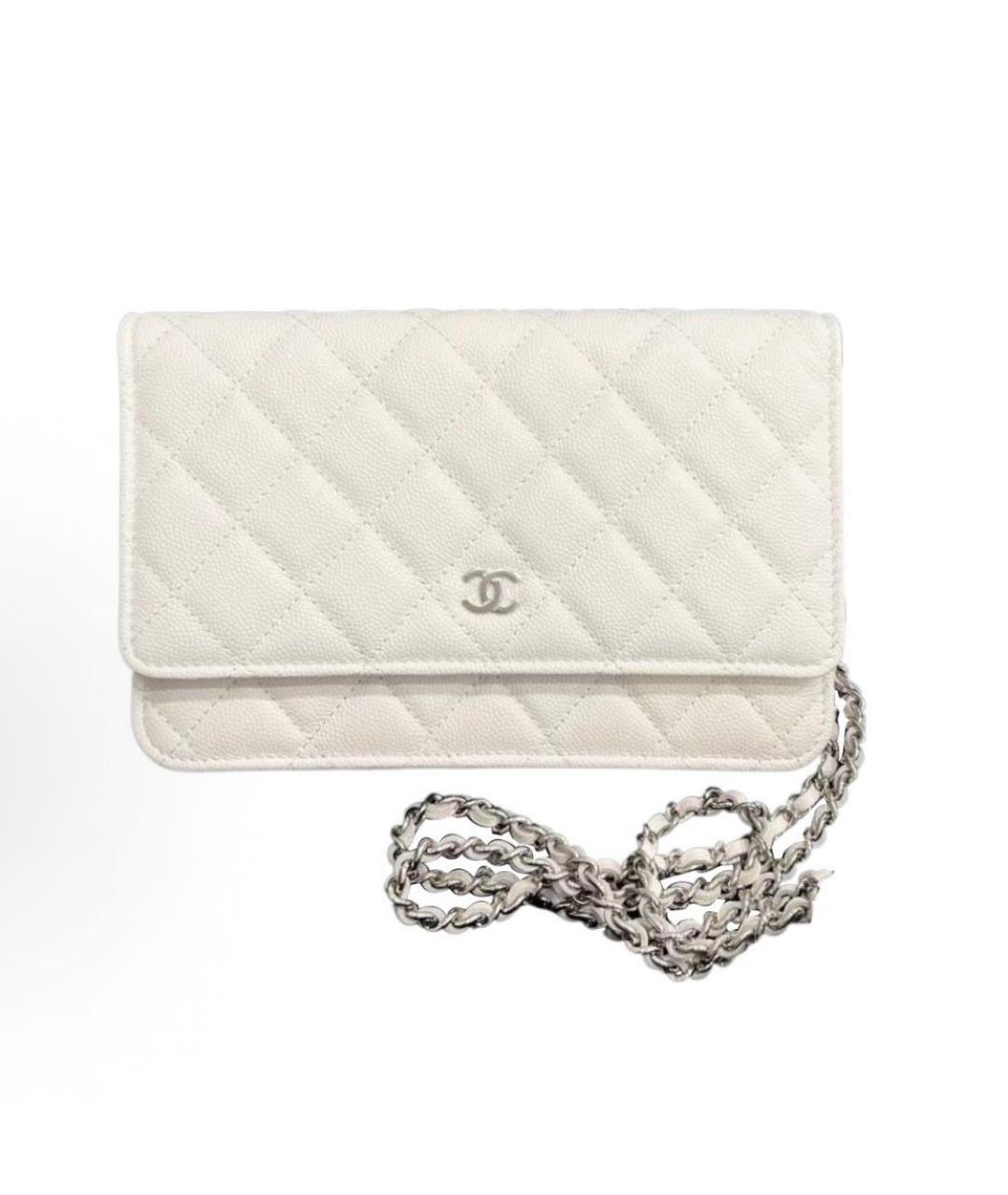 CHANEL Белая кожаная сумка через плечо, фото 3