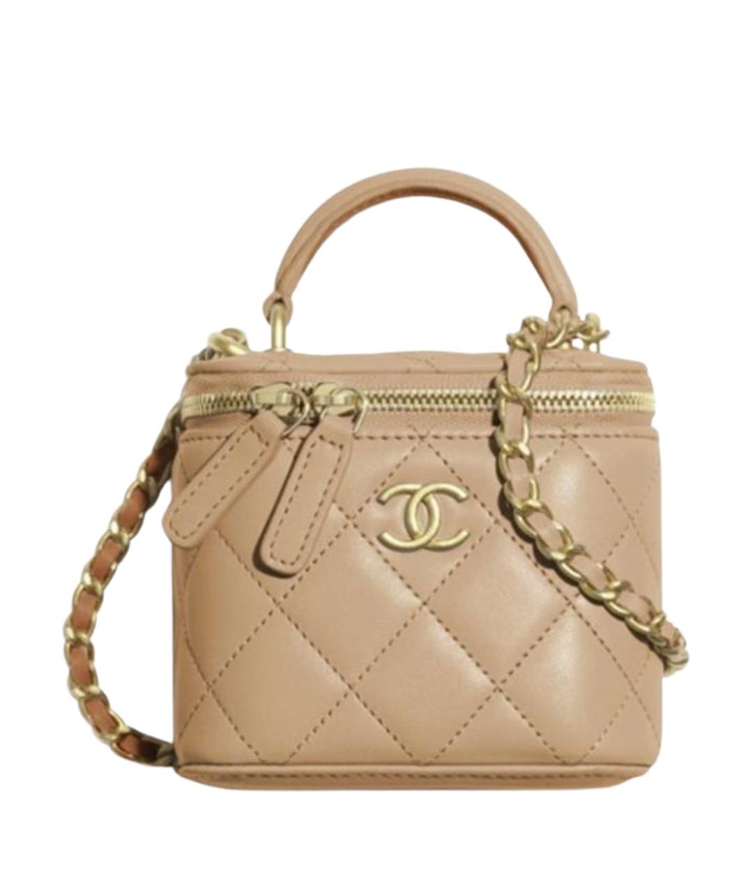 CHANEL Бежевая кожаная сумка через плечо, фото 1