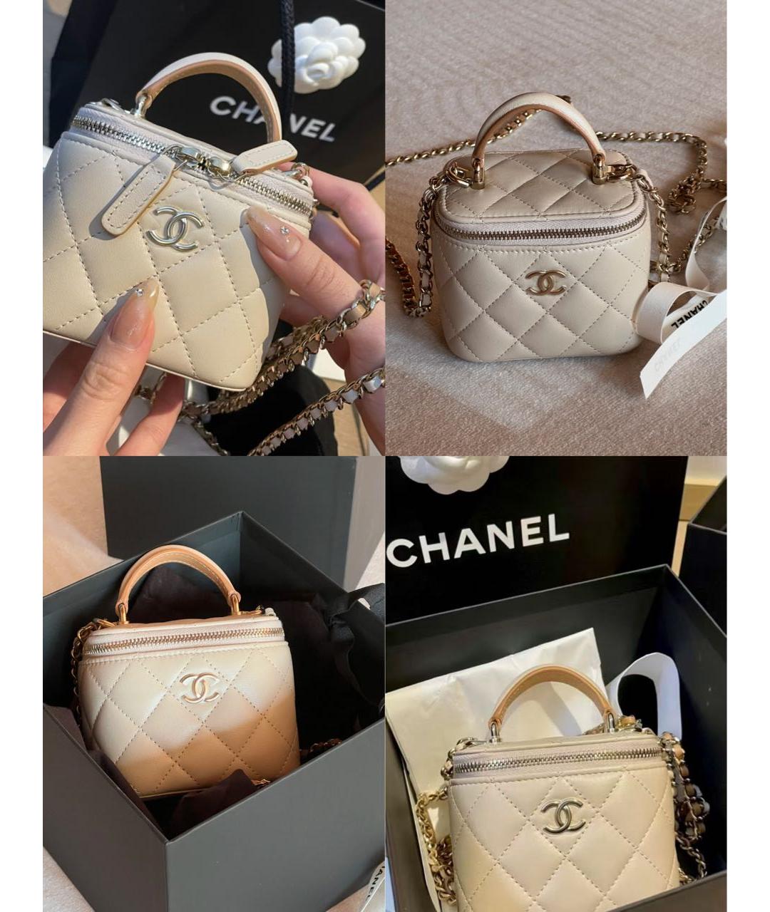 CHANEL Бежевая кожаная сумка через плечо, фото 2