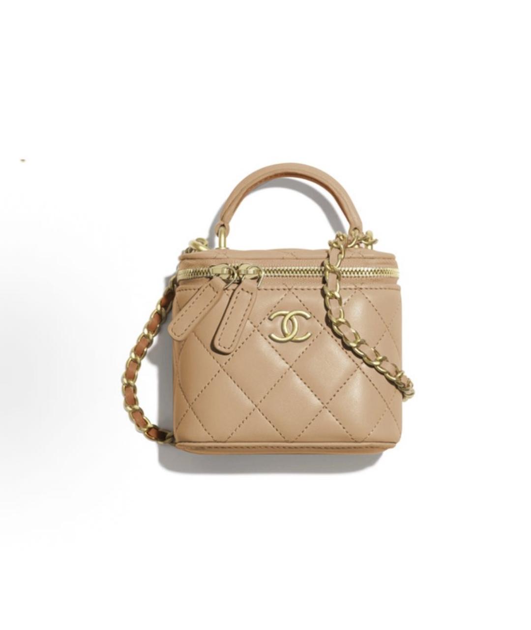 CHANEL Бежевая кожаная сумка через плечо, фото 3