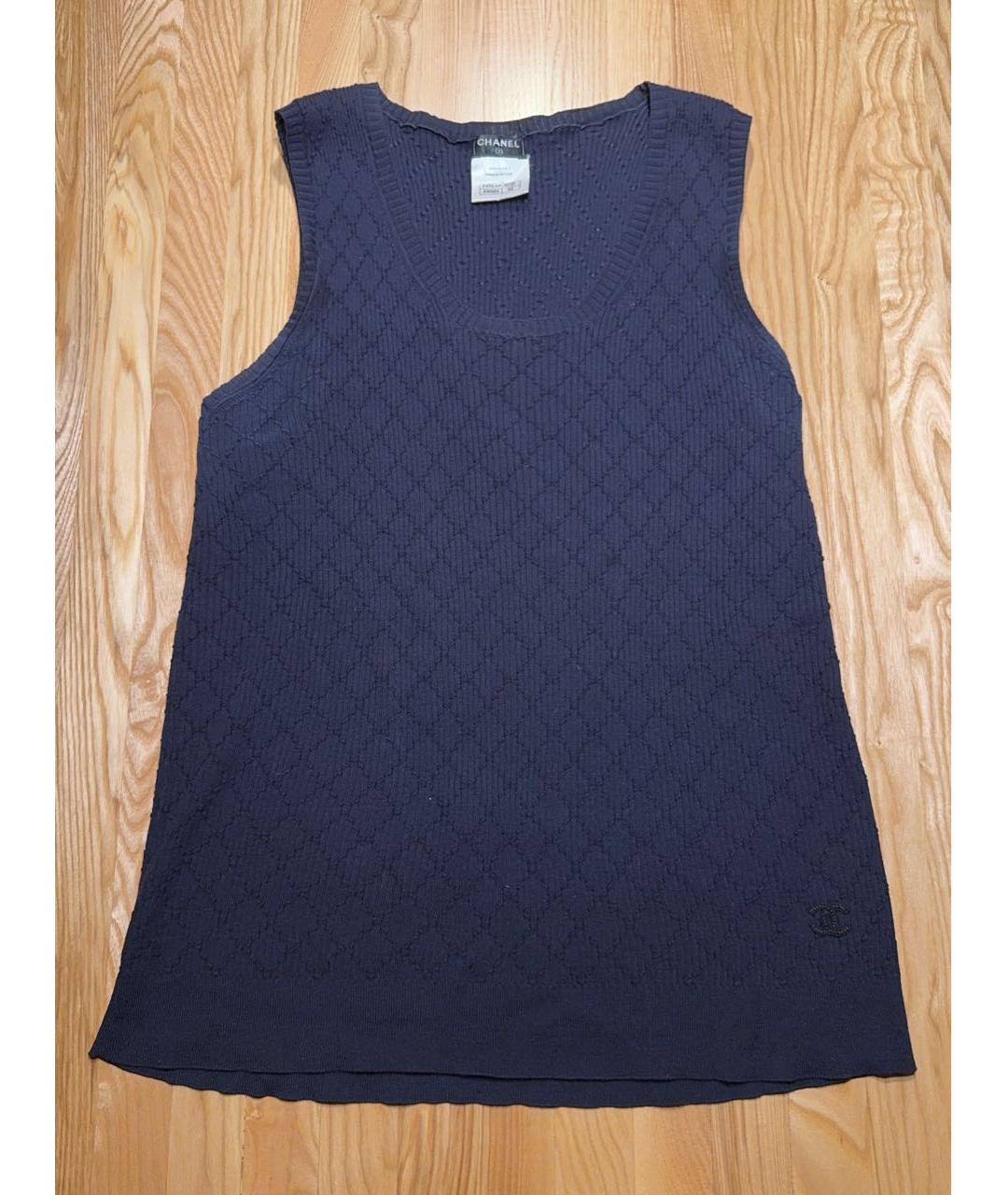 CHANEL Темно-синяя хлопковая майка, фото 5