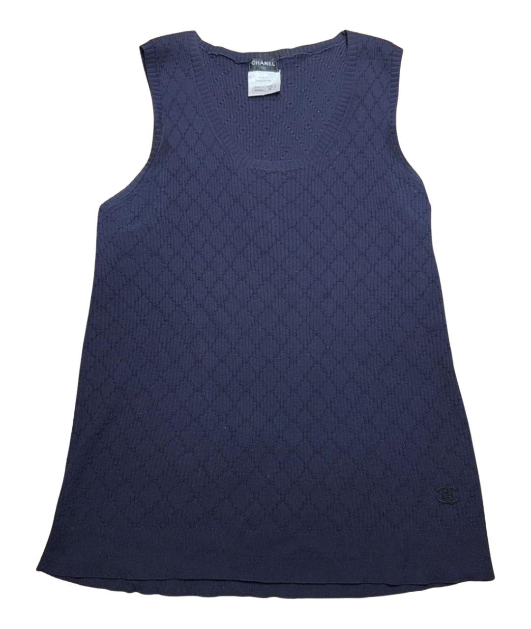 CHANEL Темно-синяя хлопковая майка, фото 1