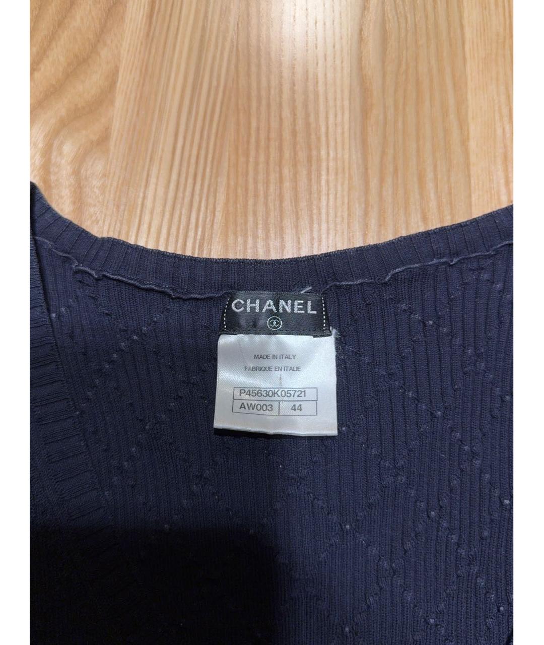 CHANEL Темно-синяя хлопковая майка, фото 3