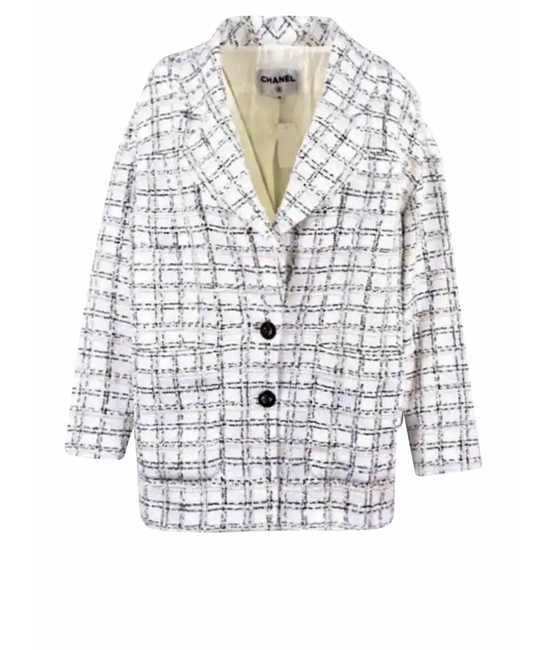 CHANEL Белый твидовый жакет/пиджак, фото 1