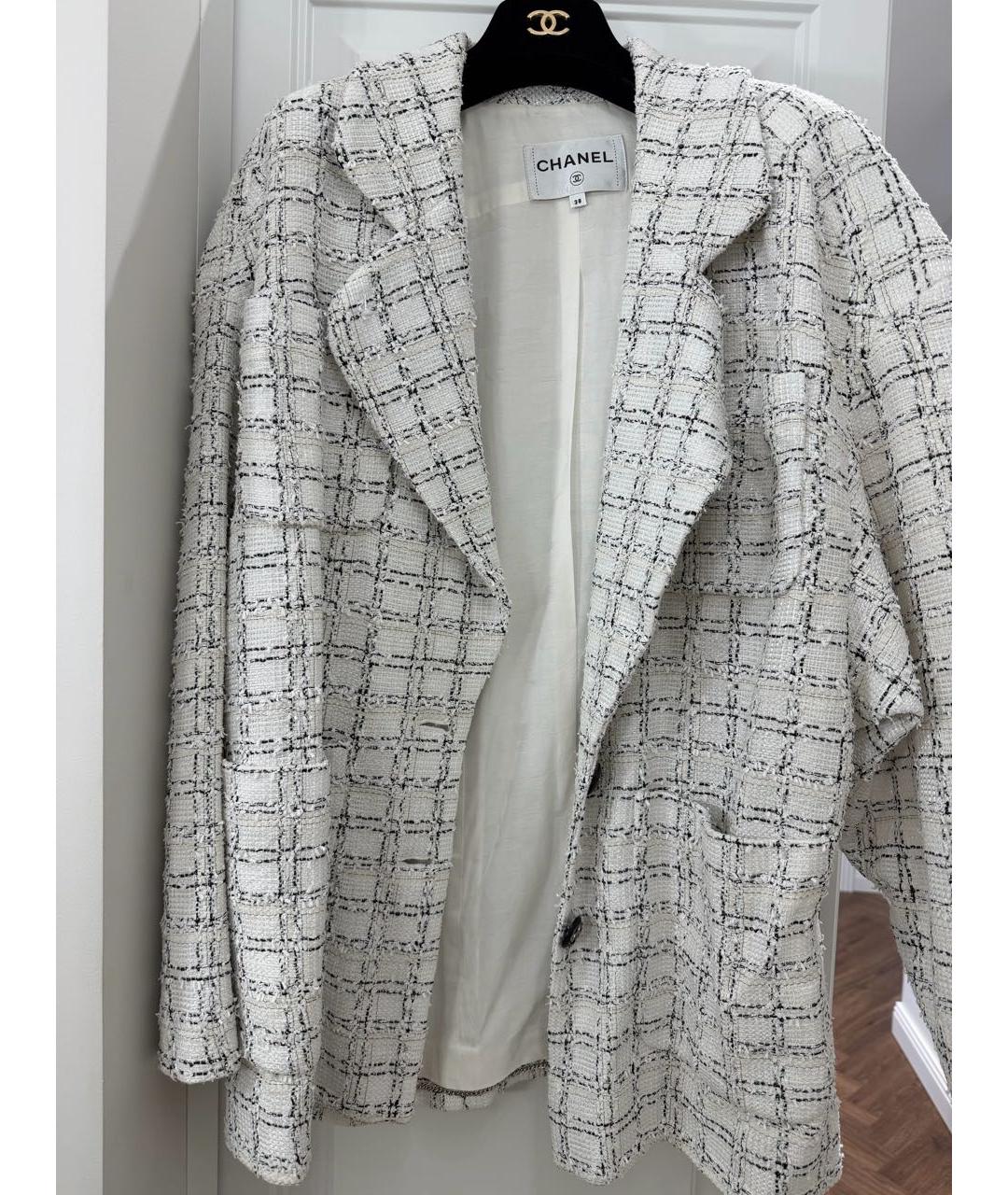 CHANEL Белый твидовый жакет/пиджак, фото 5