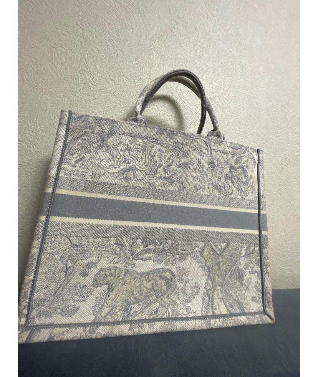 CHRISTIAN DIOR Серая жаккардовая пляжная сумка, фото 2