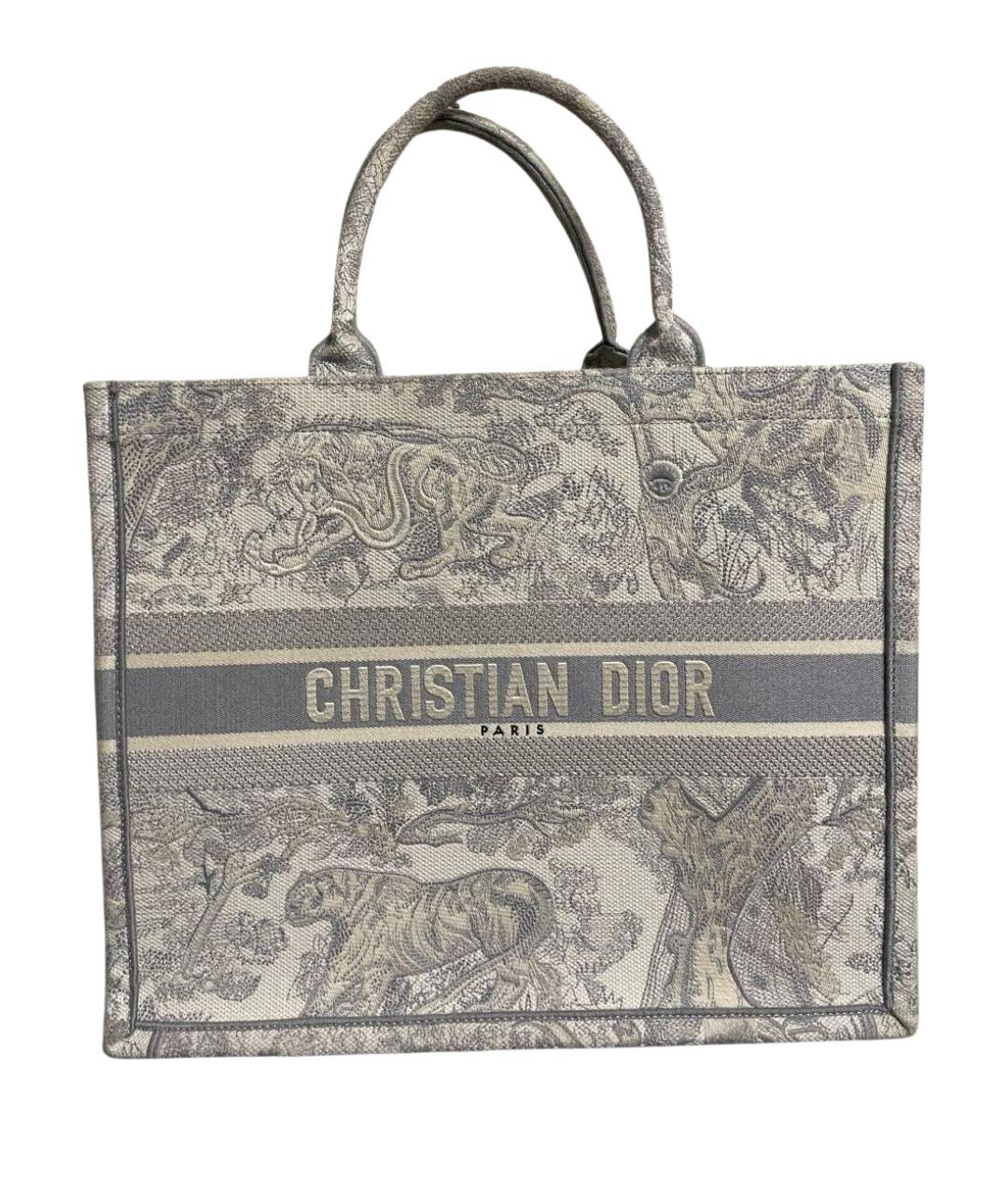 CHRISTIAN DIOR Серая жаккардовая пляжная сумка, фото 1