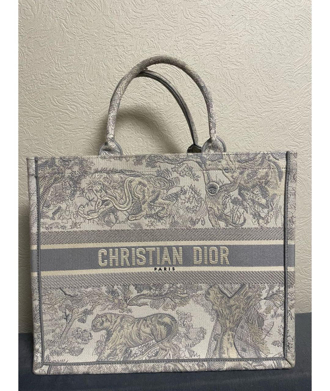 CHRISTIAN DIOR Серая жаккардовая пляжная сумка, фото 8