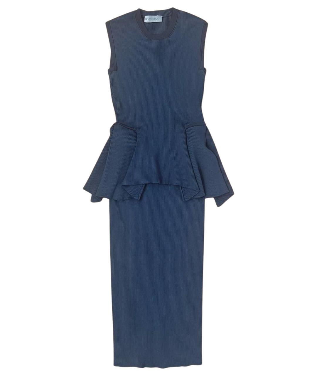 SPORTMAX Темно-синее вискозное повседневное платье, фото 1