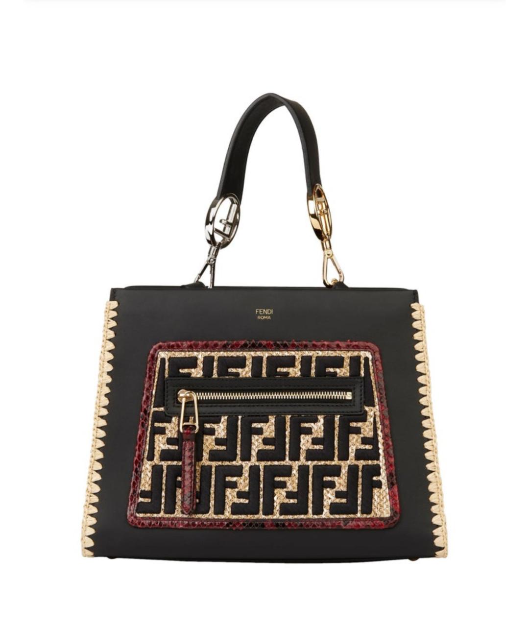 FENDI Черная кожаная сумка с короткими ручками, фото 8