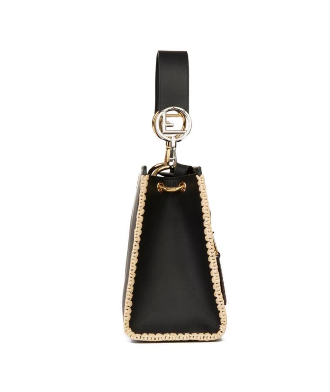 FENDI Черная кожаная сумка с короткими ручками, фото 2
