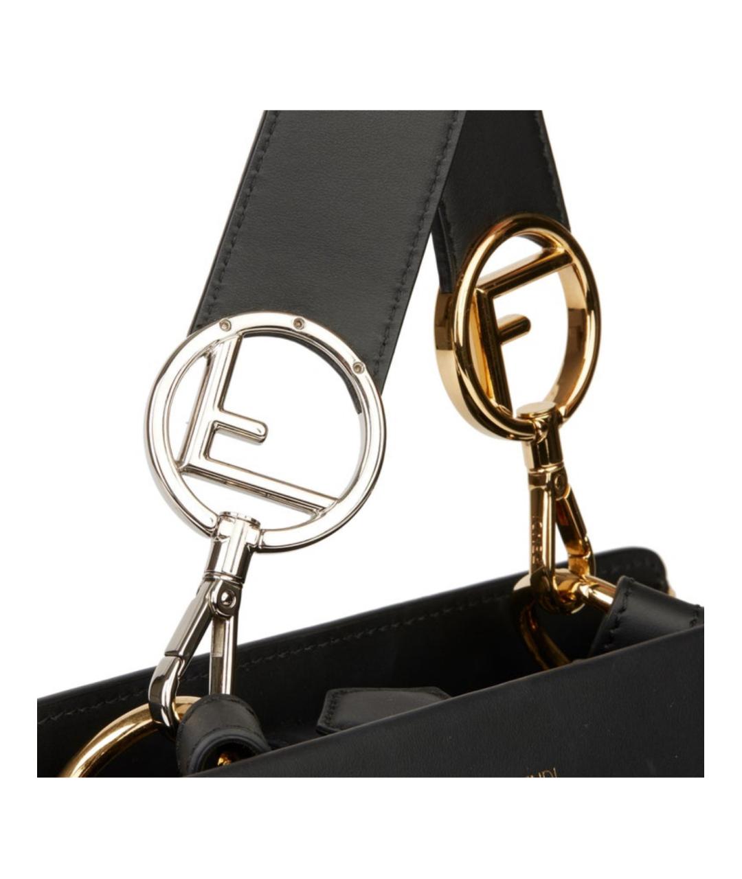 FENDI Черная кожаная сумка с короткими ручками, фото 4
