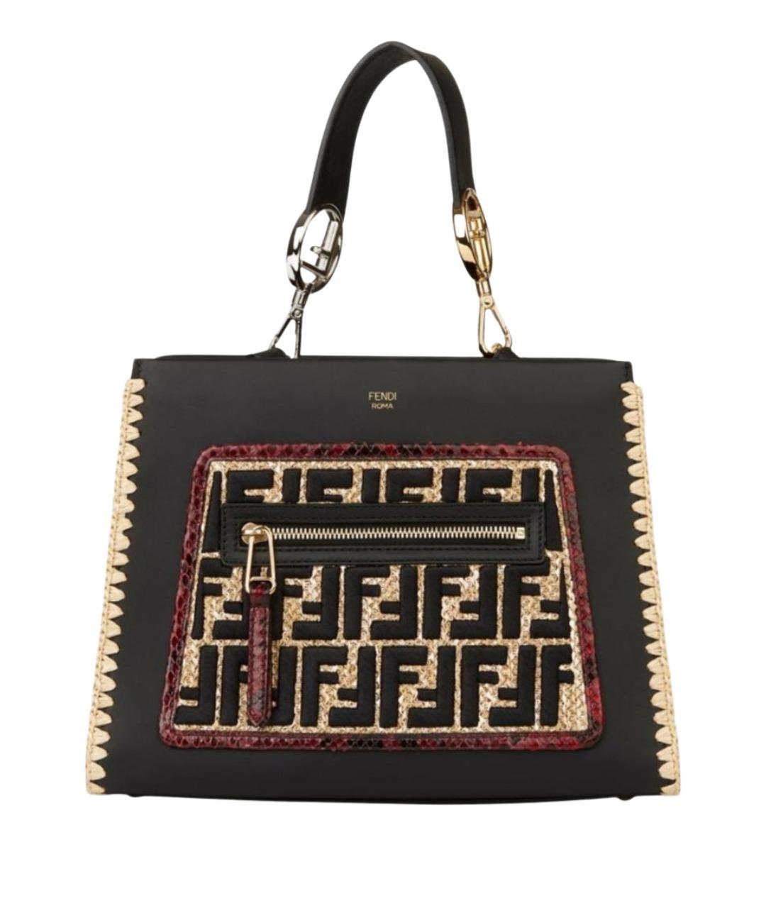 FENDI Черная кожаная сумка с короткими ручками, фото 1