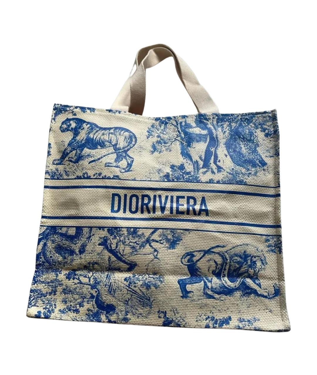 CHRISTIAN DIOR Белая жаккардовая пляжная сумка, фото 1