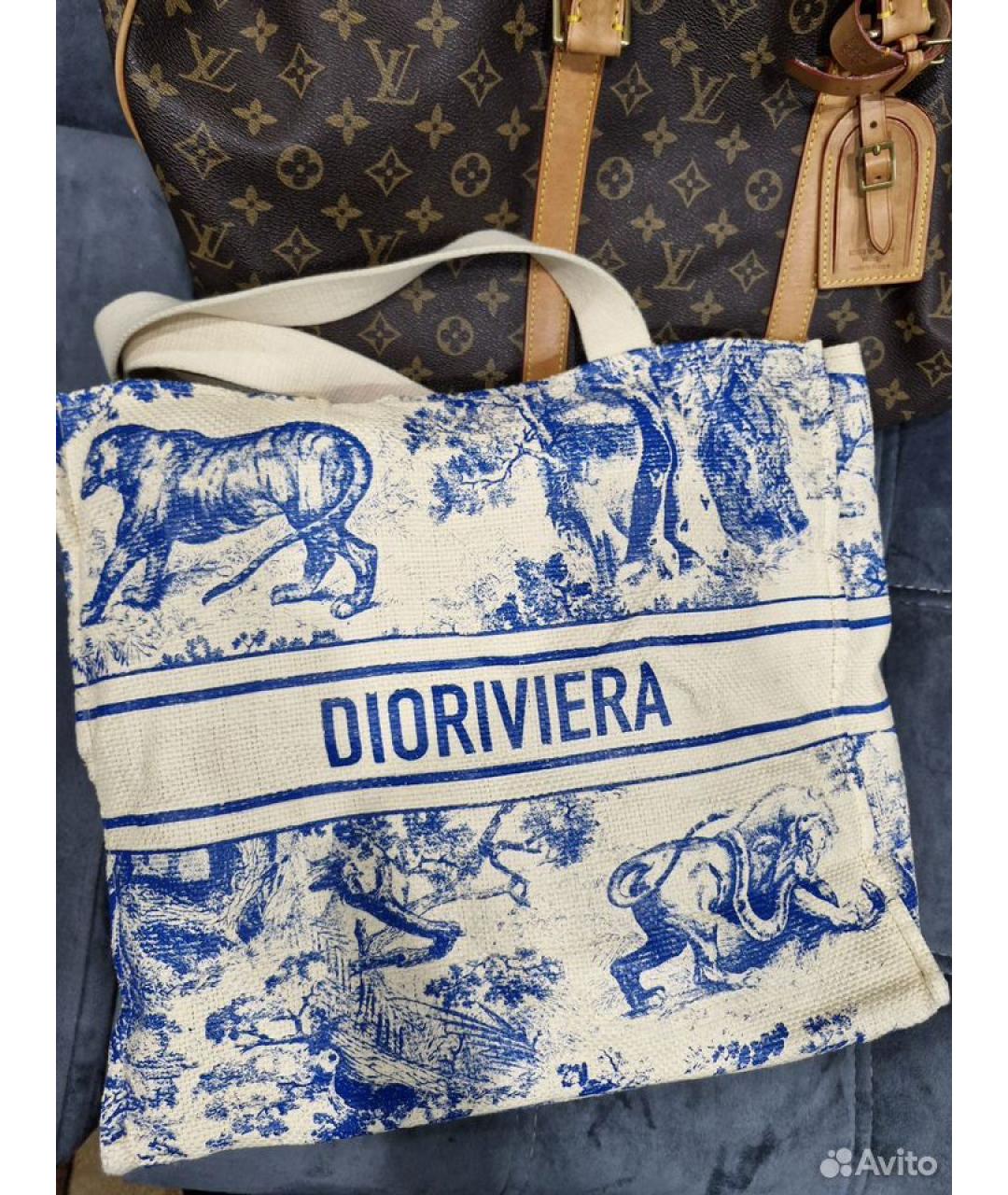 CHRISTIAN DIOR Белая жаккардовая пляжная сумка, фото 3