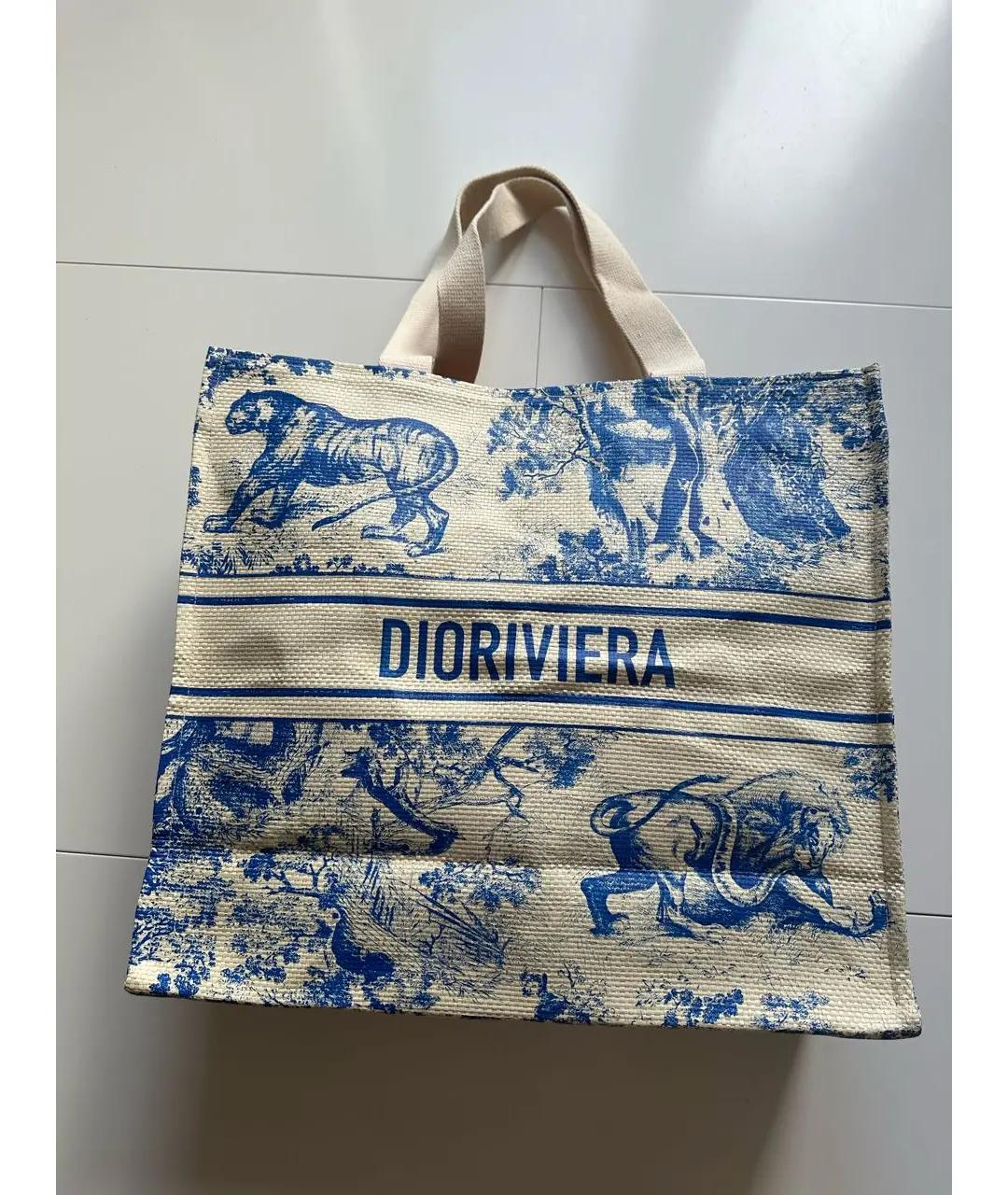 CHRISTIAN DIOR Белая жаккардовая пляжная сумка, фото 5