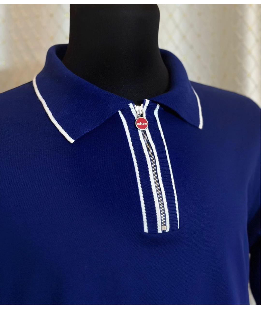 KITON Синее хлопковое поло с коротким рукавом, фото 7