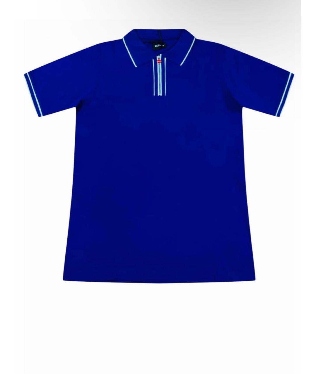 KITON Синее хлопковое поло с коротким рукавом, фото 9