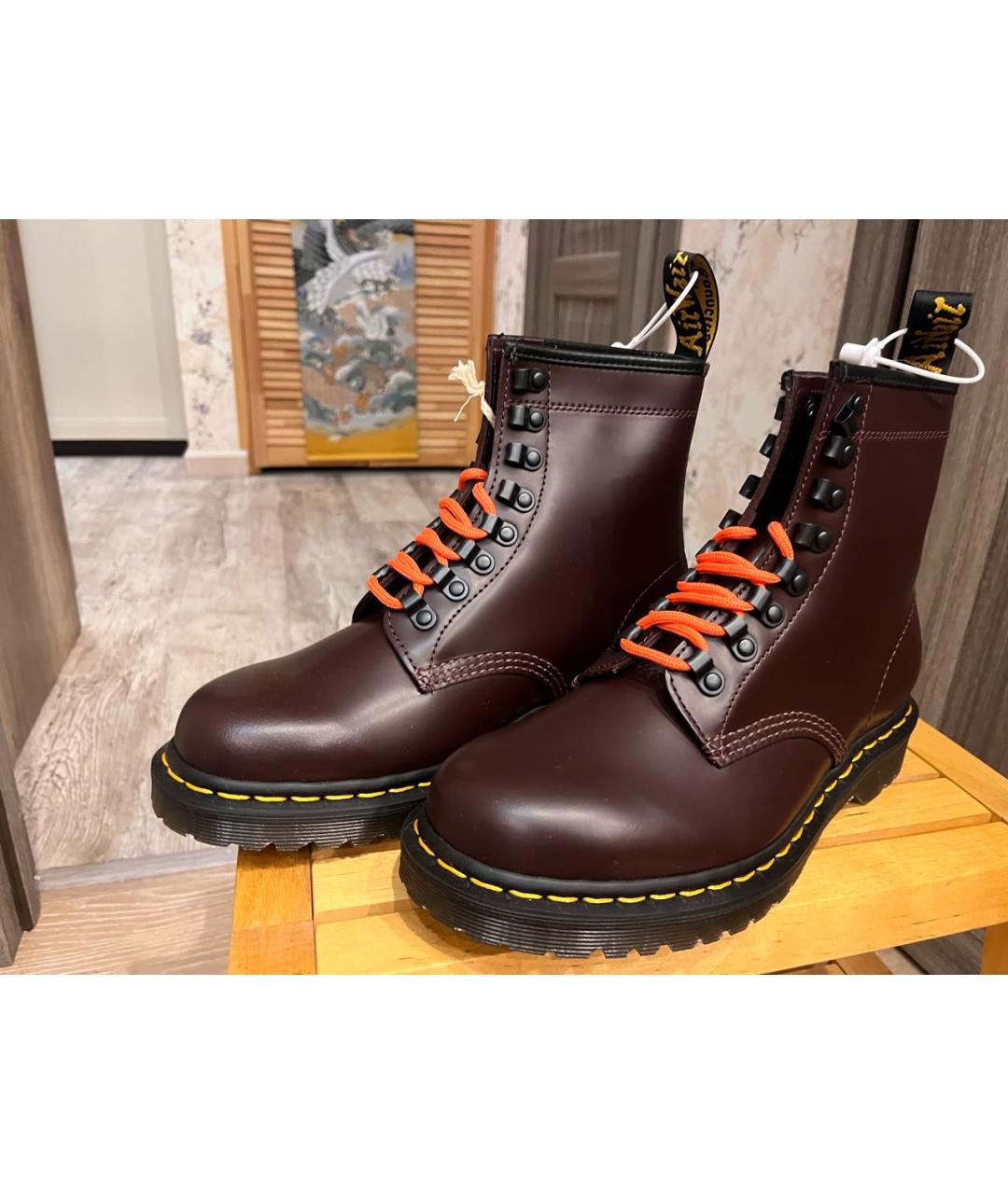 DR. MARTENS Бордовые кожаные ботинки, фото 4