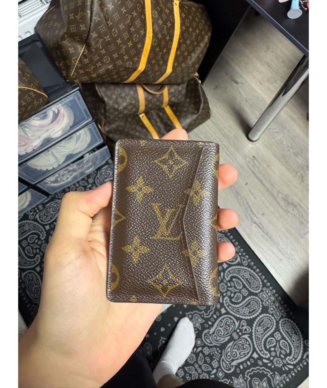 LOUIS VUITTON Коричневый кожаный кошелек, фото 2