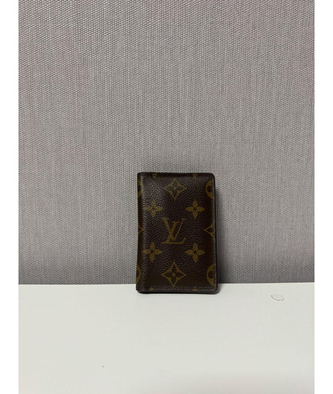 LOUIS VUITTON Коричневый кожаный кошелек, фото 5