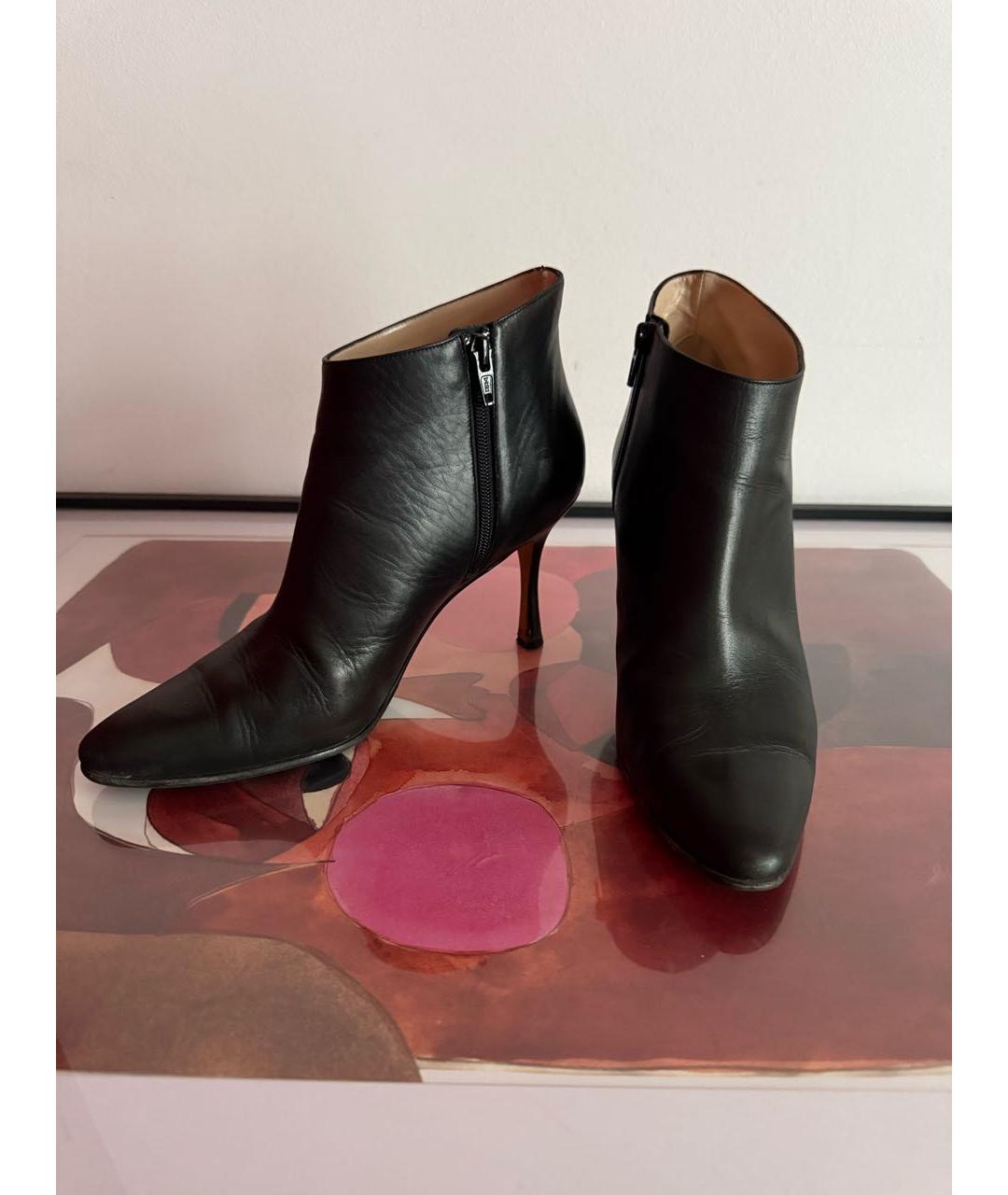 MANOLO BLAHNIK Черные кожаные ботильоны, фото 5