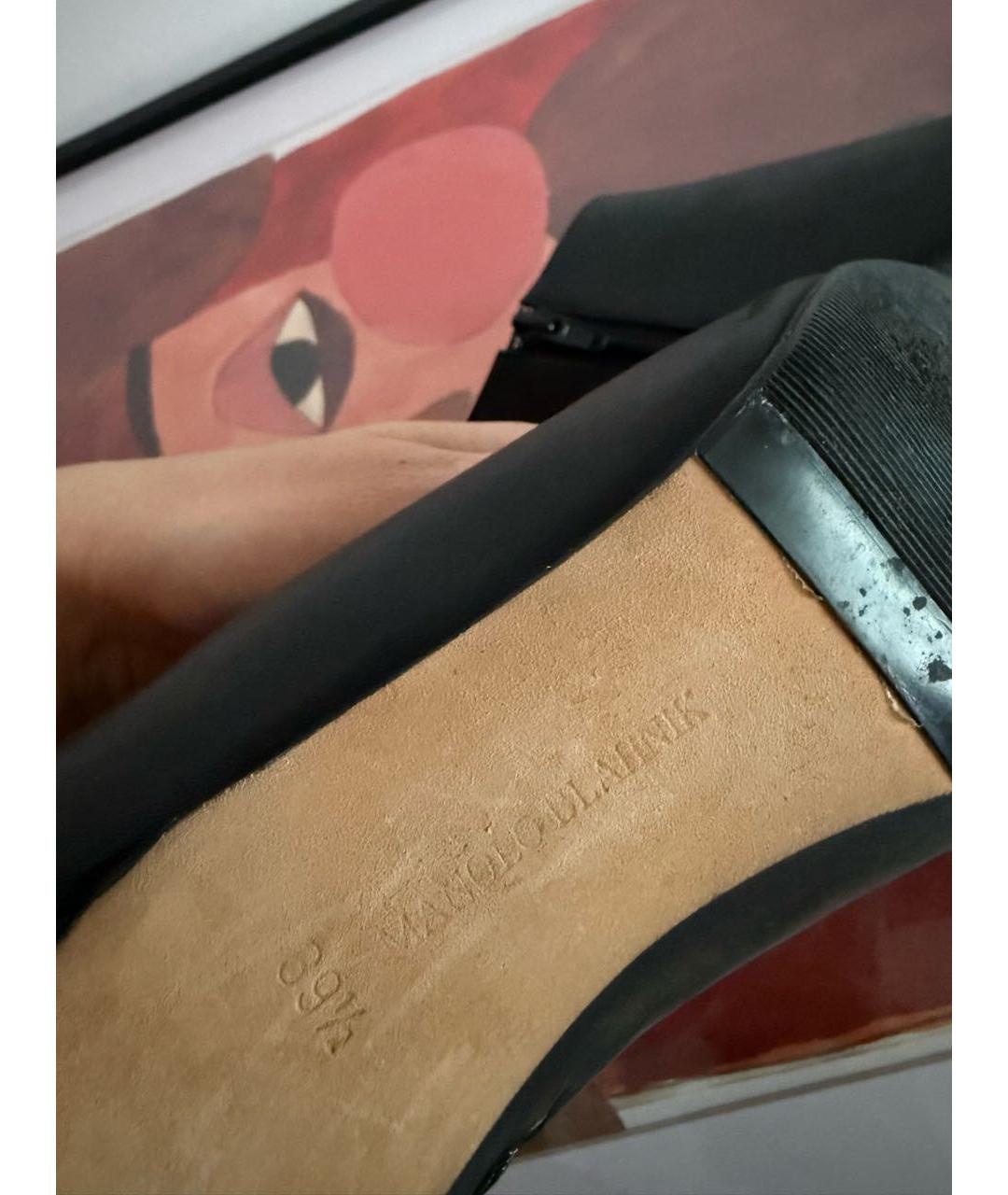 MANOLO BLAHNIK Черные кожаные ботильоны, фото 8