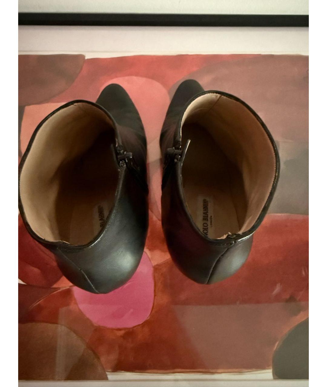 MANOLO BLAHNIK Черные кожаные ботильоны, фото 3