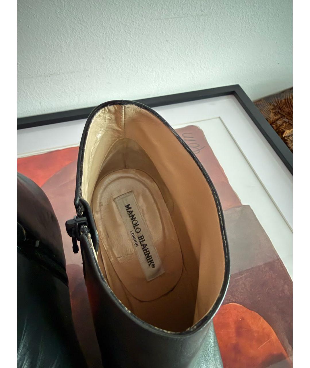 MANOLO BLAHNIK Черные кожаные ботильоны, фото 6