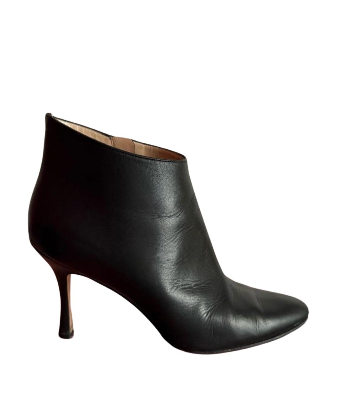 MANOLO BLAHNIK Черные кожаные ботильоны, фото 1