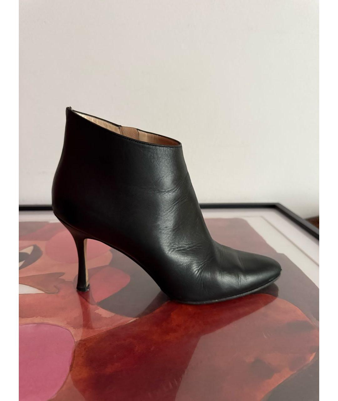 MANOLO BLAHNIK Черные кожаные ботильоны, фото 9