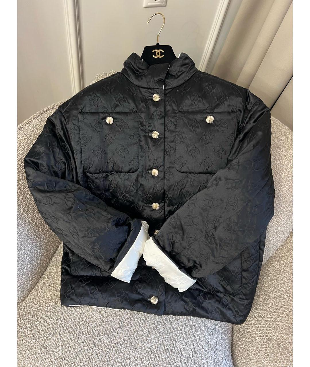 CHANEL Черный шелковый пуховик, фото 3