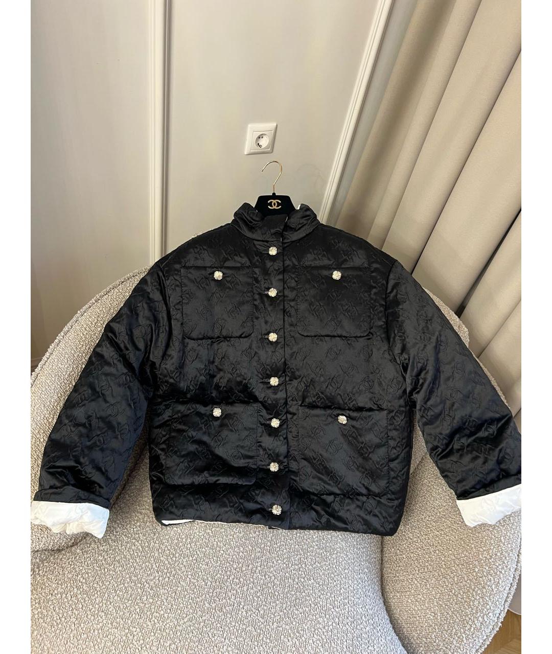CHANEL Черный шелковый пуховик, фото 8
