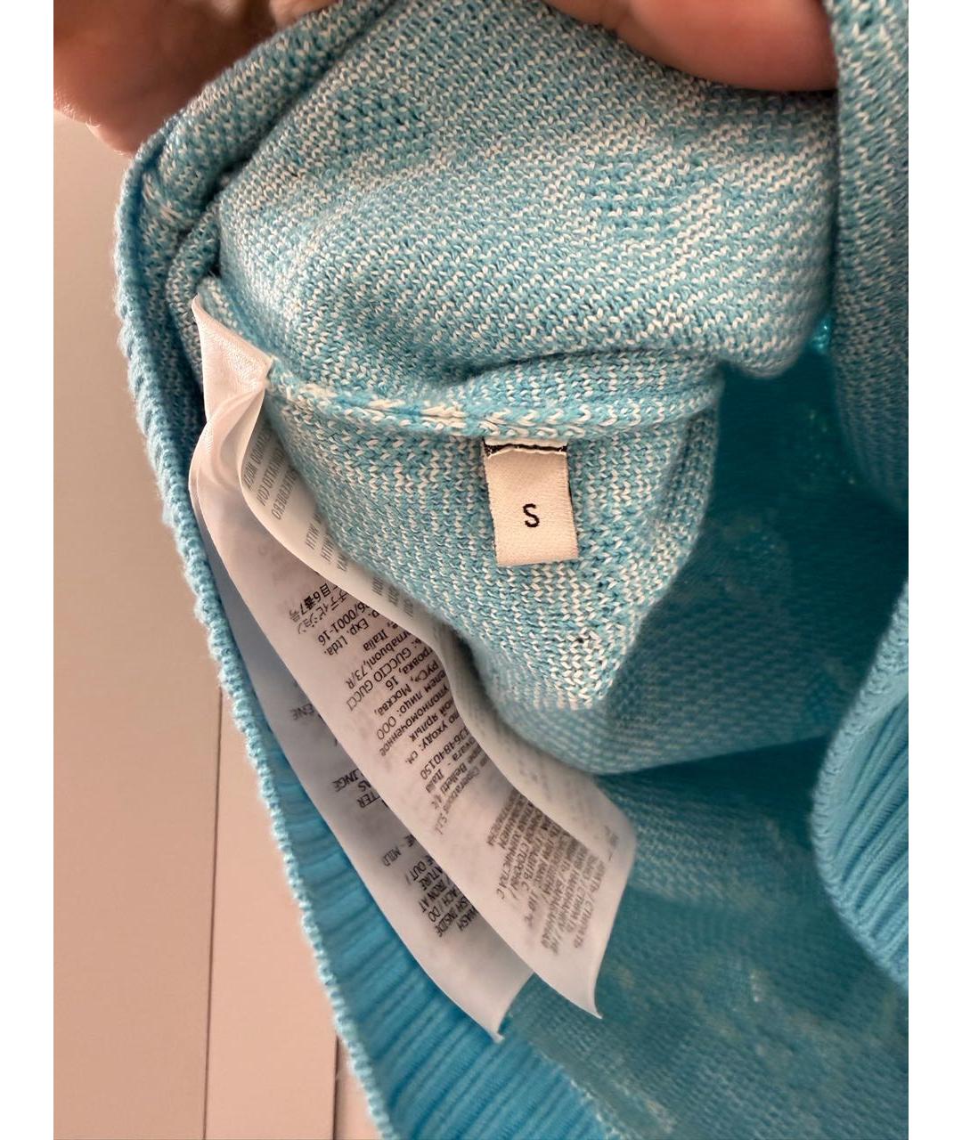 GUCCI Бирюзовый шерстяной джемпер / свитер, фото 4