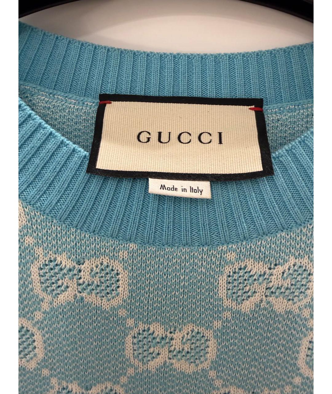 GUCCI Бирюзовый шерстяной джемпер / свитер, фото 2