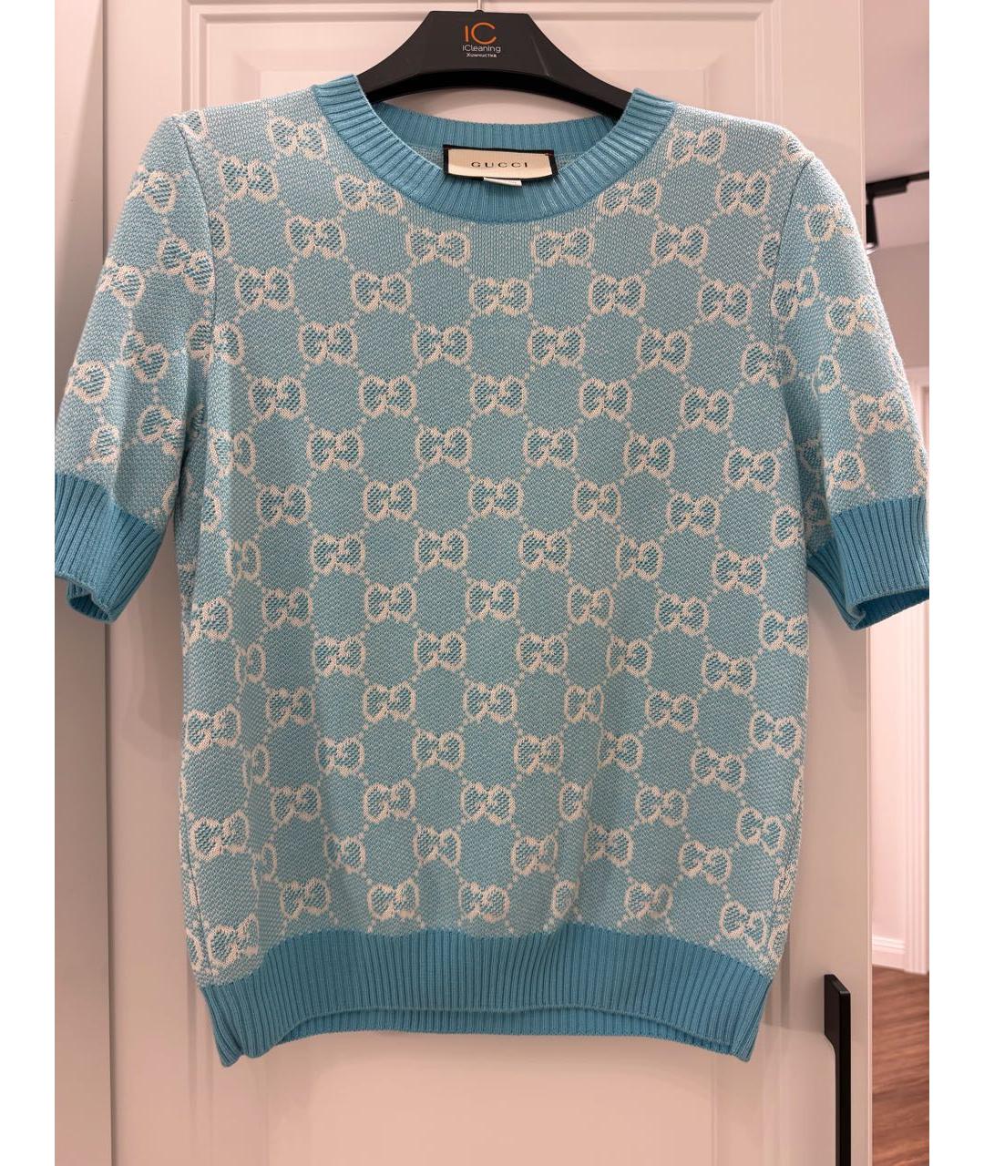 GUCCI Бирюзовый шерстяной джемпер / свитер, фото 5