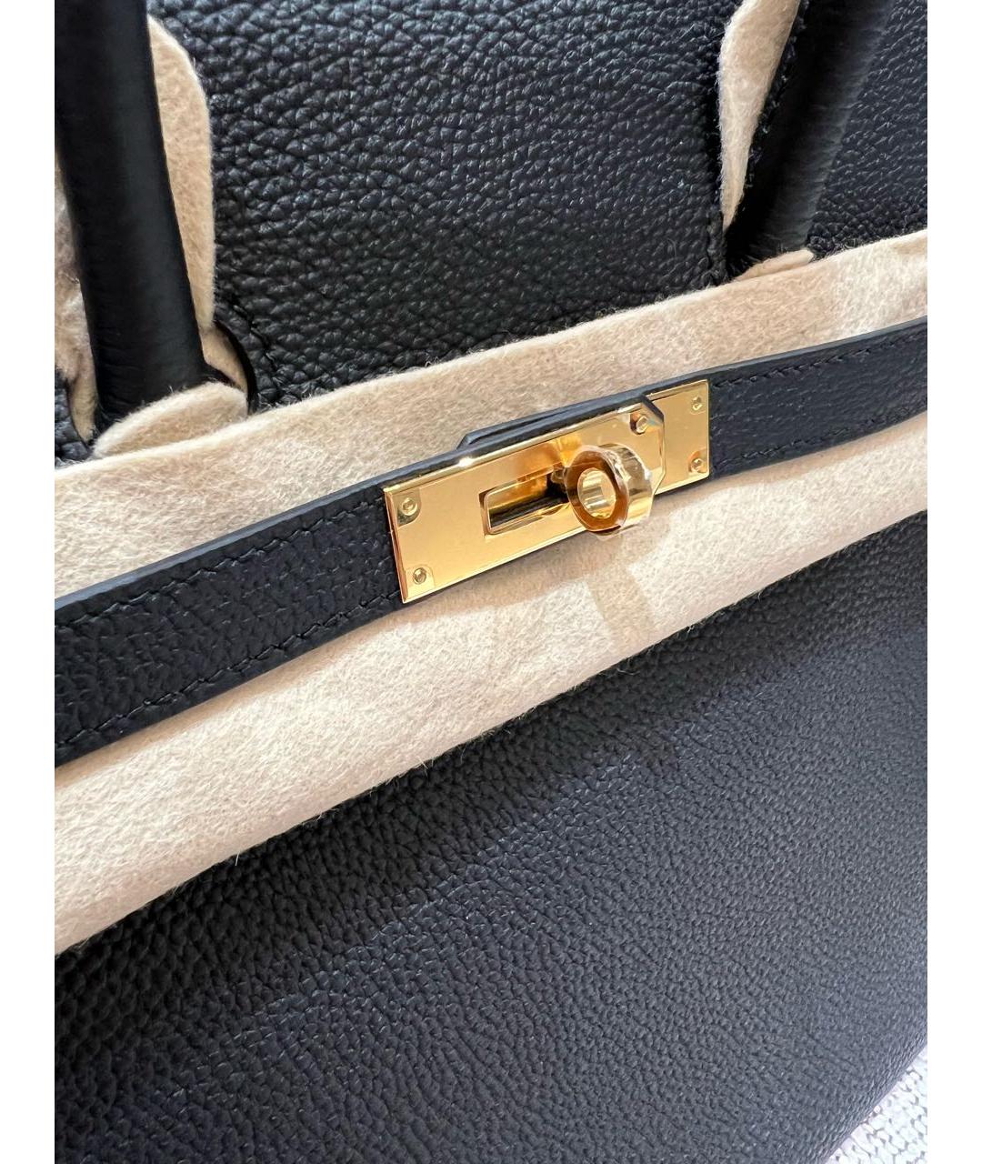 HERMES Черная кожаная сумка с короткими ручками, фото 3