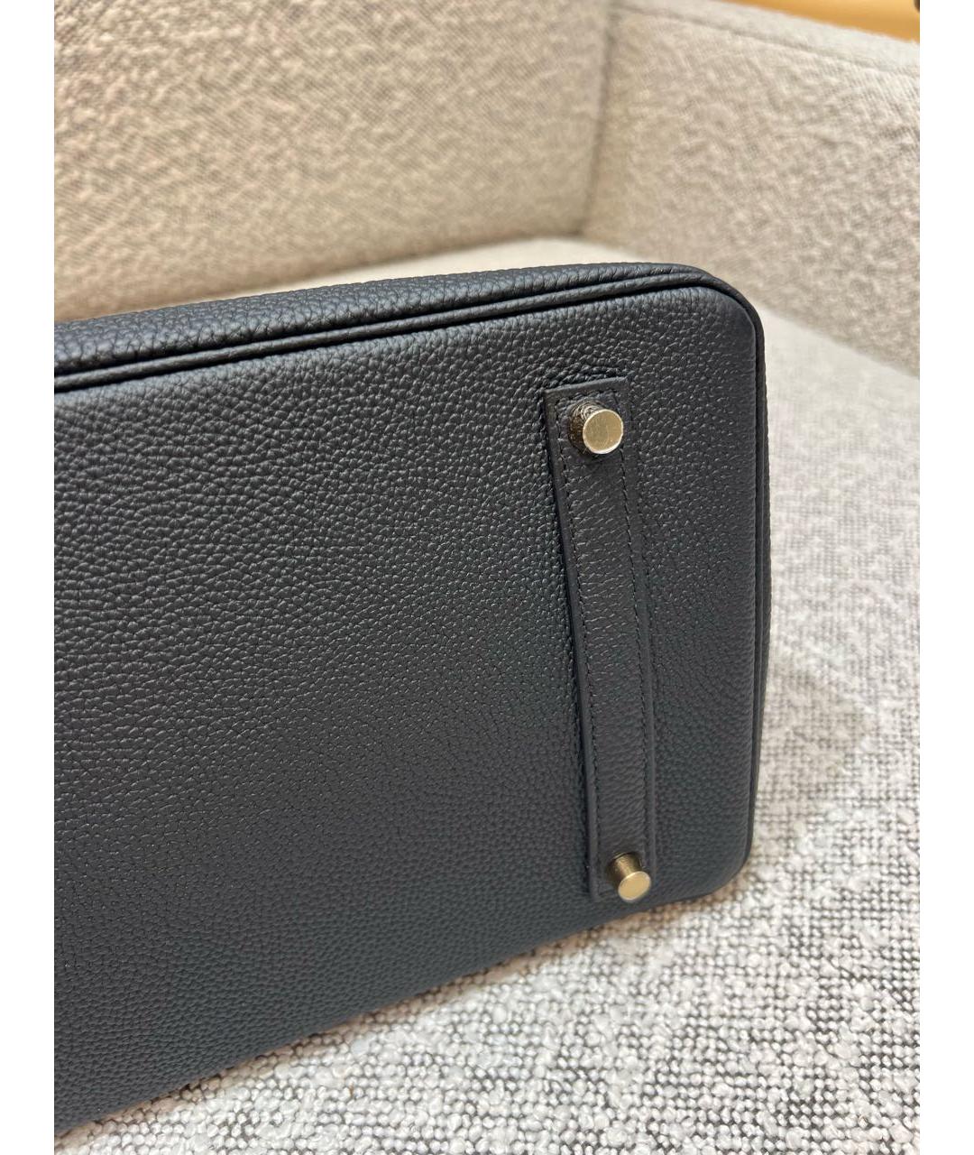 HERMES Черная кожаная сумка с короткими ручками, фото 5