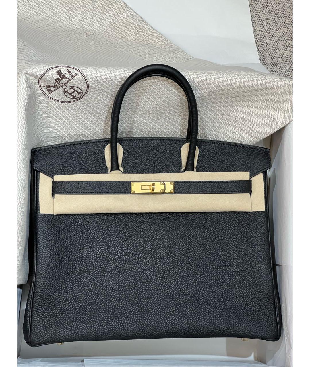 HERMES Черная кожаная сумка с короткими ручками, фото 6