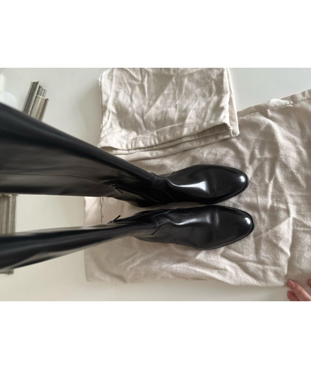 SANTONI Черные кожаные сапоги, фото 5