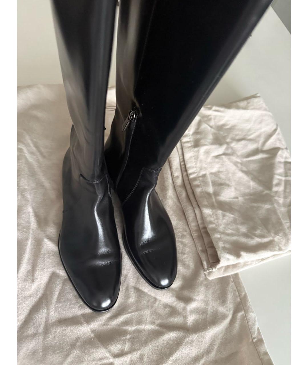 SANTONI Черные кожаные сапоги, фото 6