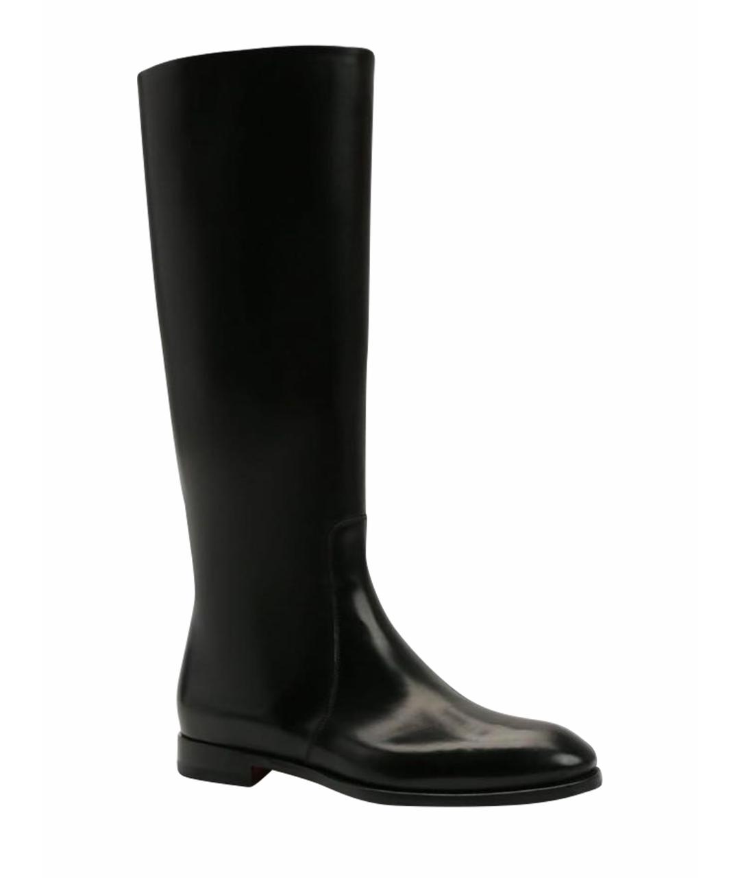 SANTONI Черные кожаные сапоги, фото 1