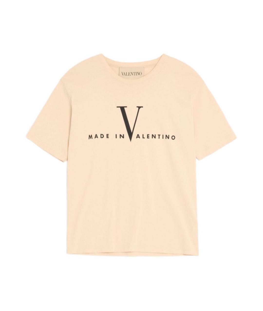 VALENTINO Бежевая хлопковая футболка, фото 1