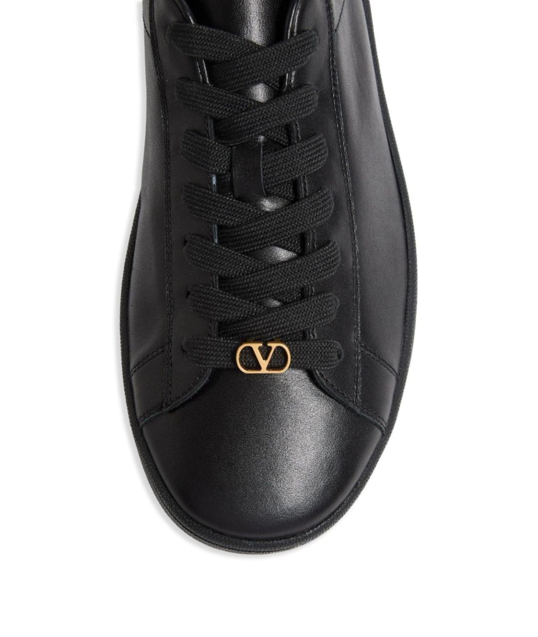 VALENTINO Черные кожаные низкие кроссовки / кеды, фото 7