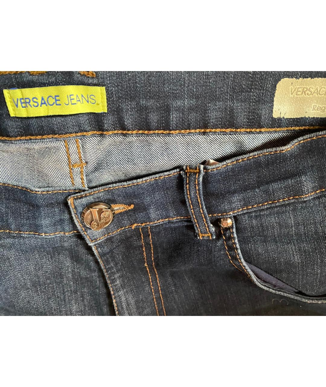 VERSACE Темно-синие хлопко-эластановые джинсы скинни, фото 4