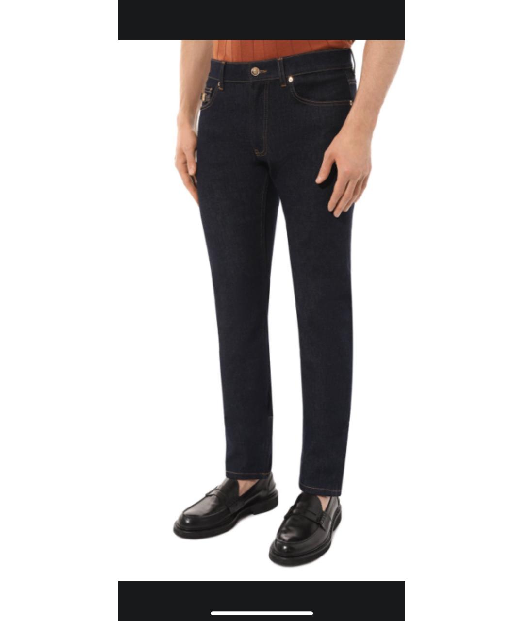 VERSACE Темно-синие хлопко-эластановые джинсы скинни, фото 2