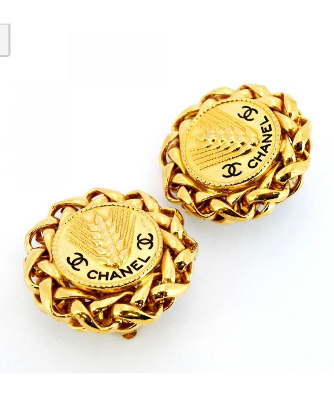 CHANEL Золотые металлические клипсы, фото 2