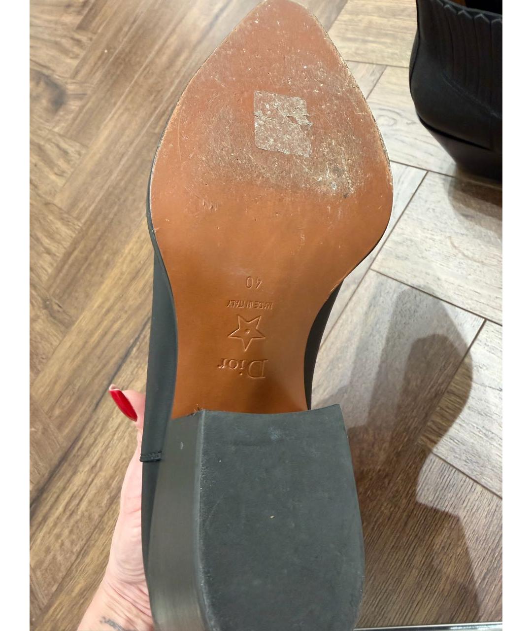 CHRISTIAN DIOR Черные кожаные ботильоны, фото 4