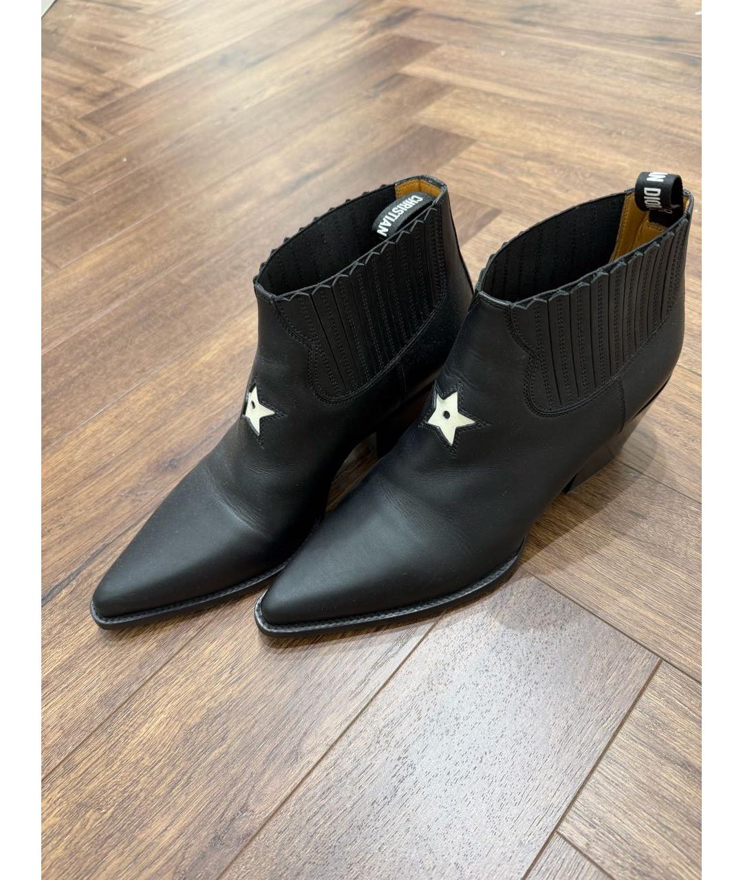 CHRISTIAN DIOR Черные кожаные ботильоны, фото 5