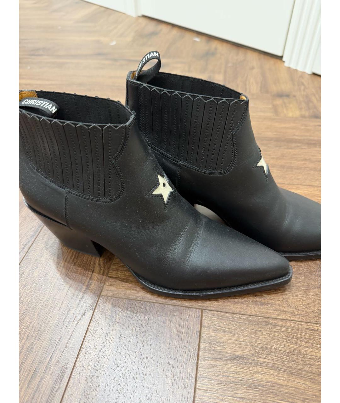 CHRISTIAN DIOR Черные кожаные ботильоны, фото 2